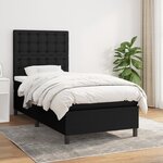 vidaXL Sommier à lattes de lit avec matelas Noir 90x200 cm Tissu