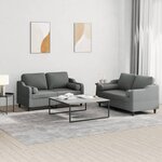 vidaXL Ensemble de canapés 2 Pièces coussins gris foncé tissu