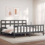 vidaXL Cadre de lit avec tête de lit gris 200x200 cm bois massif