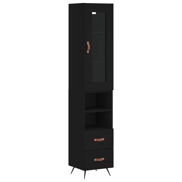 vidaXL Buffet haut Noir 34 5x34x180 cm Bois d'ingénierie