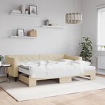 vidaXL Lit de jour avec gigogne et matelas crème 80x200 cm tissu