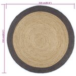 vidaXL Tapis fait à la main Jute avec bord gris foncé 210 cm