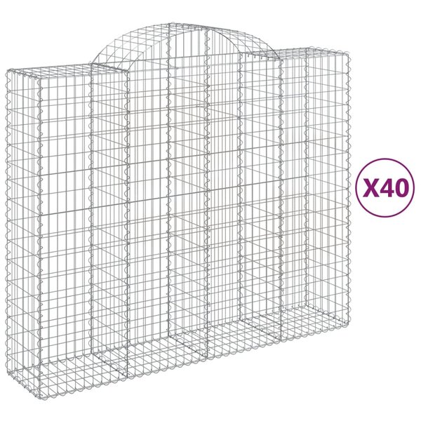 vidaXL Paniers à gabions arqués 40 Pièces 200x50x160/180 cm Fer galvanisé