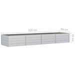 vidaXL Lit surélevé de jardin 320x80x45 cm Acier galvanisé Argenté