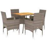 vidaXL Ensemble à manger de jardin et coussins 5 Pièces gris rotin acacia