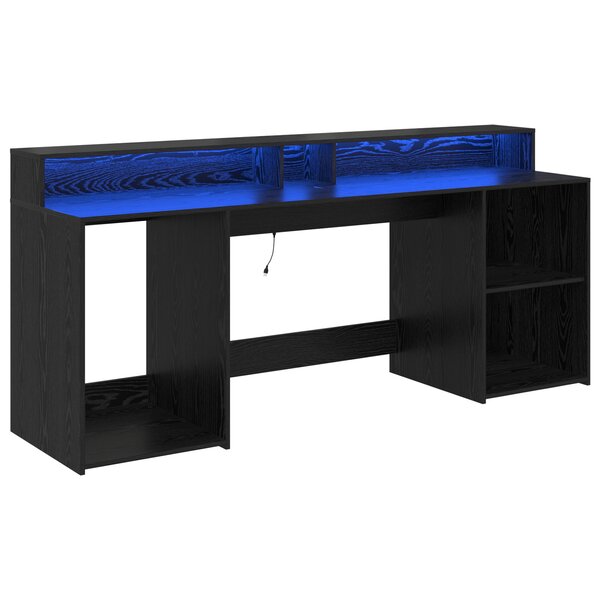 vidaXL Bureau Chêne noir 200x55x91 cm Bois d'ingénierie