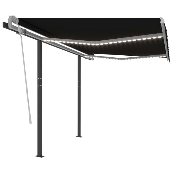 vidaXL Auvent manuel rétractable avec LED 3x2 5 m Anthracite
