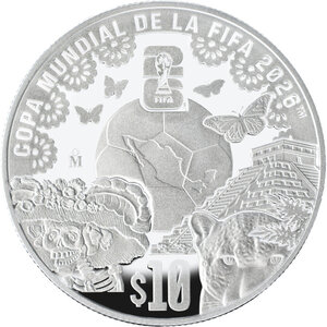 Monnaie FIFA WORLD CUP 26 1 Oz Argent 10 Pesos Mexico 2026