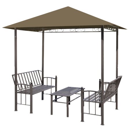 vidaXL Pavillon de jardin et table et bancs 2 5x1 5x2 4m Taupe 180g/m²