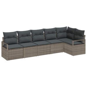 vidaXL Ensemble de Canapés 6 Pièces Gris polyrotin