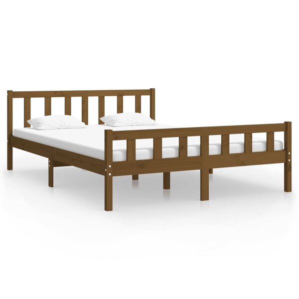 vidaXL Cadre de lit Marron miel Bois massif 120x200 cm