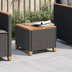 vidaXL Table de jardin noir 45x45x37 cm résine tressée et bois acacia