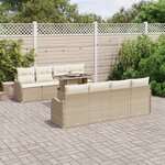 Ensemble de 9 pièces de canapé de jardin vidaXL avec coussins en poly rotin beige