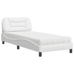 vidaXL Lit avec matelas blanc 90x200 cm similicuir