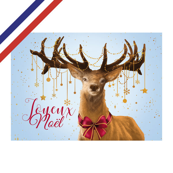 Carte double joyeux noël cerf