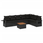 vidaXL Salon de jardin 8 Pièces avec coussins noir résine tressée