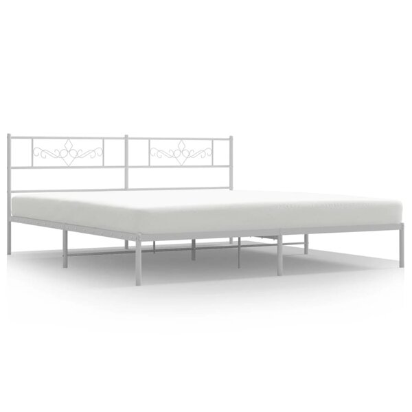 vidaXL Cadre de lit métal avec tête de lit blanc 193x203 cm