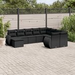 vidaXL Salon de jardin 10 Pièces avec coussins noir résine tressée