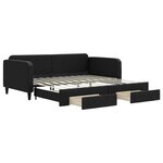 vidaXL Lit de jour avec gigogne et tiroirs noir 100x200 cm tissu