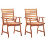 vidaXL Chaises à dîner d'extérieur 2 Pièces avec coussins Acacia massif