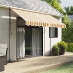 vidaXL Tissu de remplacement de cantonnière d’auvent rayure jaune gris