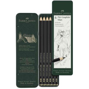 Crayon graphite PITT GRAPHITE Matt étui de 6 FABER-CASTELL