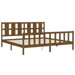 vidaXL Cadre de lit avec tête de lit marron miel 200x200cm bois massif