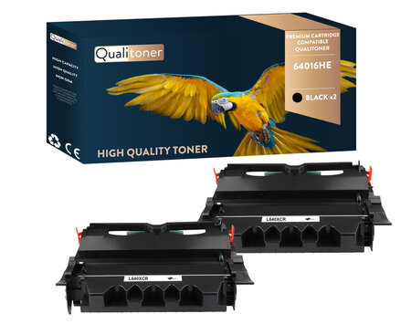 Qualitoner x2 toners 64016he noir compatible pour lexmark