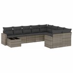 vidaXL Salon de jardin avec coussins 10 Pièces gris résine tressée