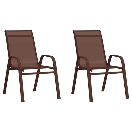 vidaXL Chaises empilables de jardin lot de 2 Marron Tissu textilène