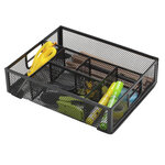 Organiseur bureau q-connect maille métallique 6 compartiments 235x183x65mm coloris noir