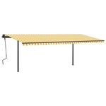 vidaXL Auvent automatique capteur de vent et LED 6x3 5m Jaune et blanc