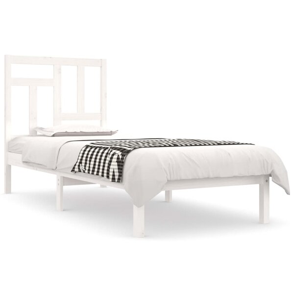 vidaXL Cadre de lit Blanc Bois de pin massif 90x200 cm