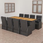 vidaXL Mobilier à dîner de jardin 9Pièces et coussins résine tressée noir