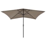 vidaXL Parasol avec LED et mât en acier Taupe 2x3 m