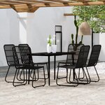 vidaXL Ensemble à manger de jardin 7 Pièces Noir