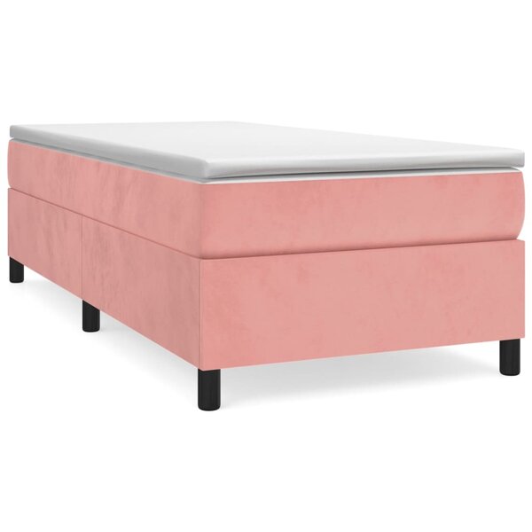 vidaXL Sommier à lattes de lit avec matelas Rose 90x200 cm Velours