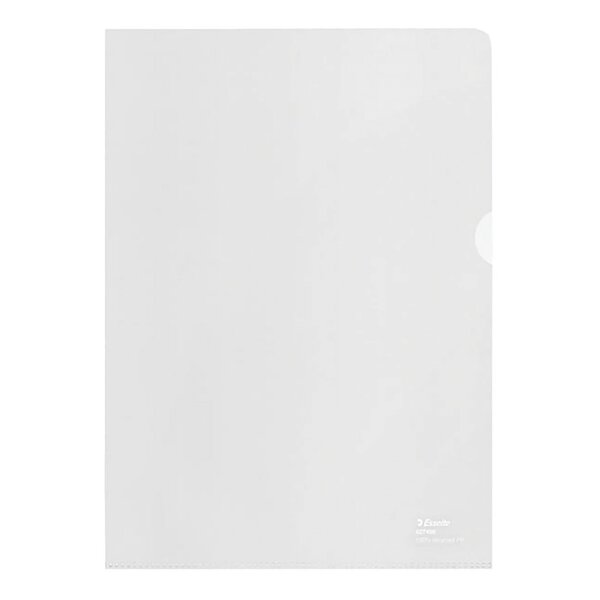 Chemise coin 100  recyclée esselte a4 polypropylène 10/100e transparente assortie - paquet de 100