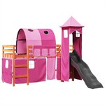 vidaXL Lit mezzanine enfants avec tour rose 80x200cm bois pin massif