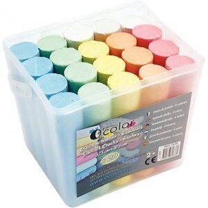 Seau de 20 craies trottoir O'color pastel