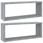 vidaXL Étagères murales cube 2 Pièces Sonoma gris 60x15x23 cm Bois