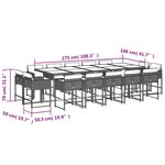 vidaXL Ensemble à manger de jardin 15 Pièces coussins noir résine tressée