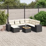 vidaXL Salon de jardin 8 Pièces avec coussins noir résine tressée