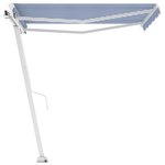 vidaXL Auvent manuel rétractable sur pied 300x250 cm Bleu/Blanc