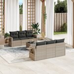 vidaXL Salon de jardin avec coussins 7 Pièces gris clair résine tressée