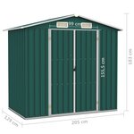 vidaXL Abri de jardin Vert 205x129x183 cm Acier galvanisé