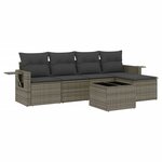 vidaXL Salon de jardin 6 Pièces avec coussins gris résine tressée