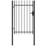vidaXL Portillon simple porte avec dessus à pointe Acier 1x1 5 m Noir