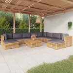 vidaXL Salon de jardin 11 Pièces avec coussins Bois de teck solide