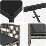 vidaXL Ensemble de Salle à Manger de Jardin de 5 Pièces avec Coussins Gris en Rattan Poly